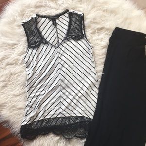 White House Black Market striped lace tank